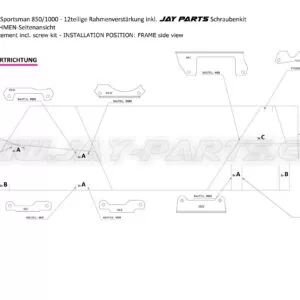 JayParts Komplett Lengőkar Vázmerevítő Lemez + Csavarkészlet (12 részes, KTL S355 Acél) – Polaris Scrambler / Sportsman 850 / 1000 (JP0008)