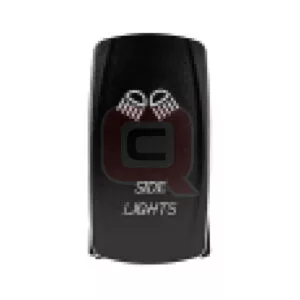 Vízálló 5 pólusú LED billenőkapcsoló "Side Lights (Oldalsó munkalámpa)" (12V 20A, kék háttérvilágítással) – Polaris RZR / Ranger / General / Sportsman (SIDSWITCH)