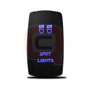 Vízálló 5 pólusú LED billenőkapcsoló "Spot Lights (Szúrófény / Reflektor)" (12V 20A, kék háttérvilágítással) – Polaris RZR / Ranger / General / Sportsman (SLSWITCH)
