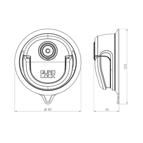Quad Lock 360™ Ipari Tapadókorongos Rögzítőtalp Szélvédőre és Műszerfalra (QLP-360-SB) (2. kép)