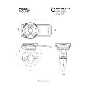 Quad Lock Tükörszár és Segédkeret Telefontartó Konzol V2 – 10–16 mm (QLM-MIR-2) (2. kép)